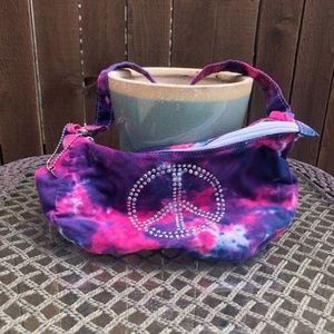 NWOT Y2K Tie Dye Sequin Peace Baguette Bag
